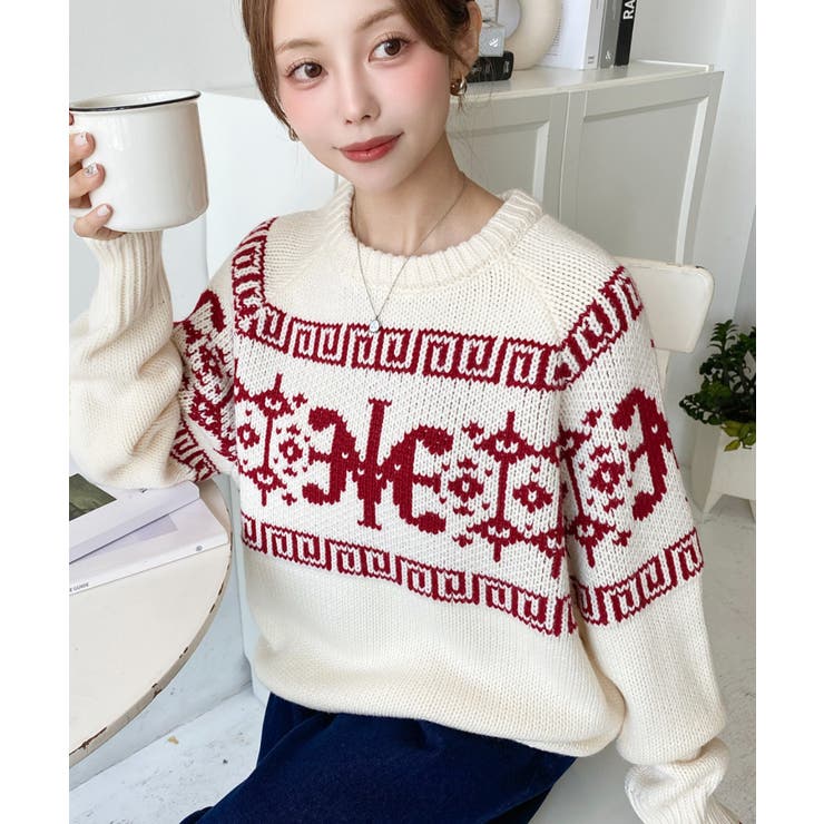 3G ロゴチャイナ柄Wジャガードニットプルオーバー | moment+ | 詳細画像58 