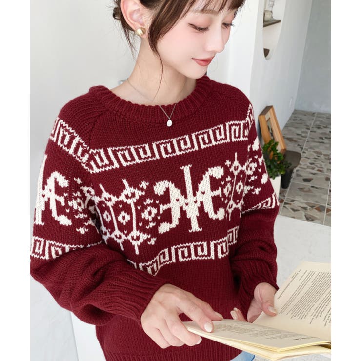 3G ロゴチャイナ柄Wジャガードニットプルオーバー | moment+ | 詳細画像60 