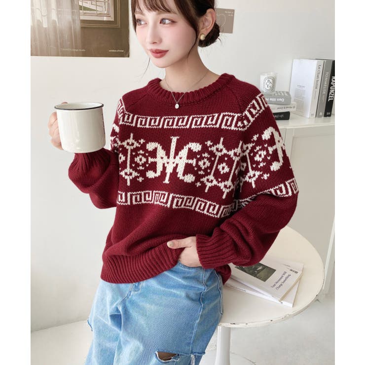 3G ロゴチャイナ柄Wジャガードニットプルオーバー | moment+ | 詳細画像62 