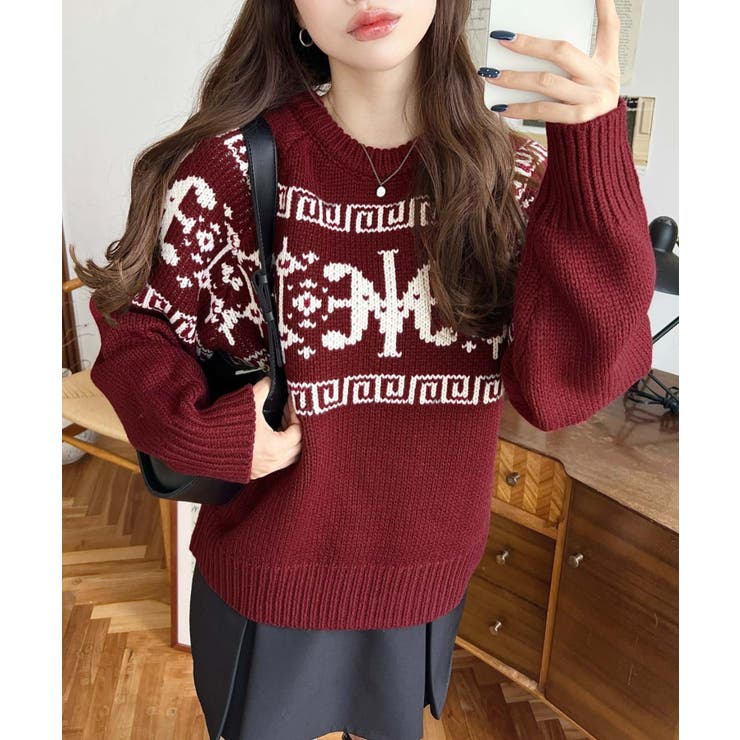 3G ロゴチャイナ柄Wジャガードニットプルオーバー | moment+ | 詳細画像67 