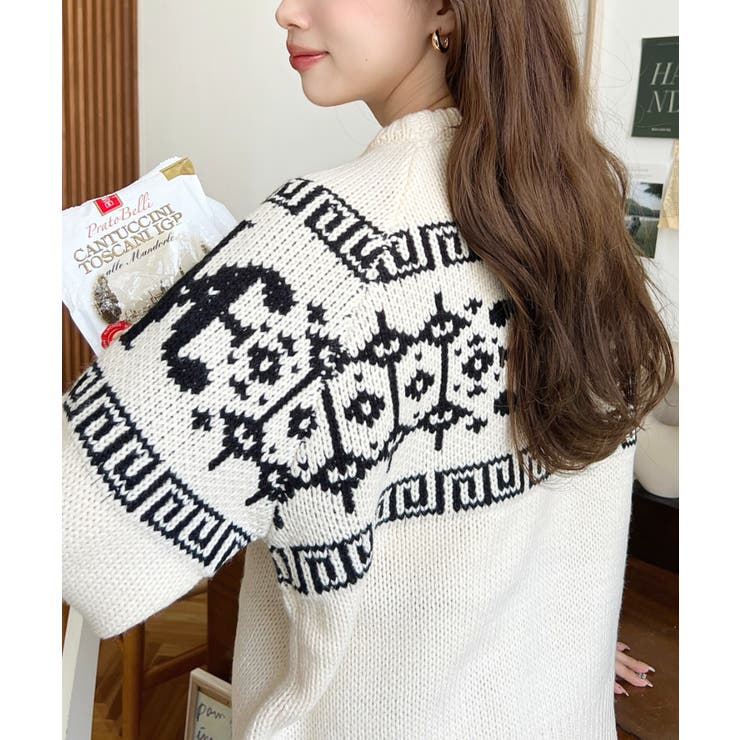 3G ロゴチャイナ柄Wジャガードニットプルオーバー | moment+ | 詳細画像8 