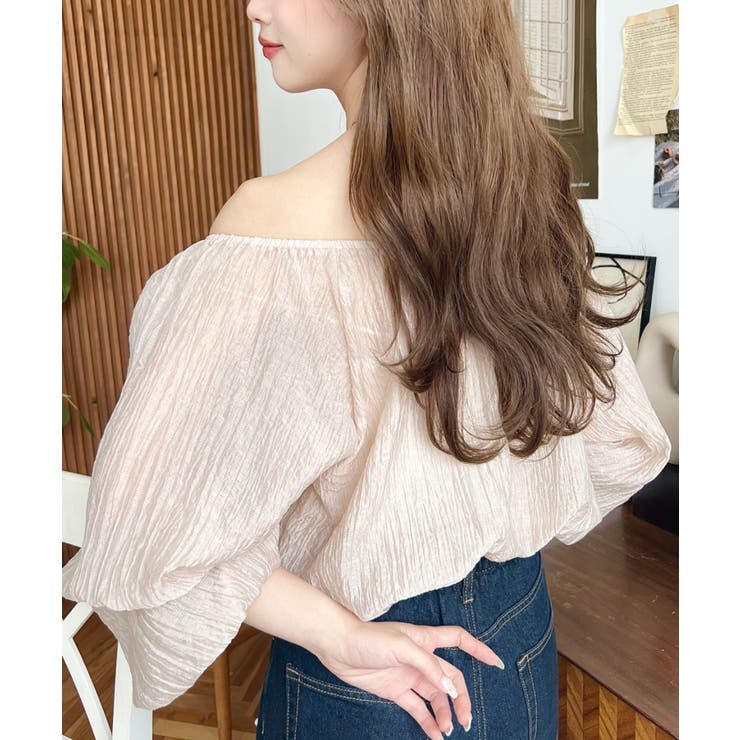 ショルダーシャーリングリボンオフショルブラウス | moment+ | 詳細画像11 