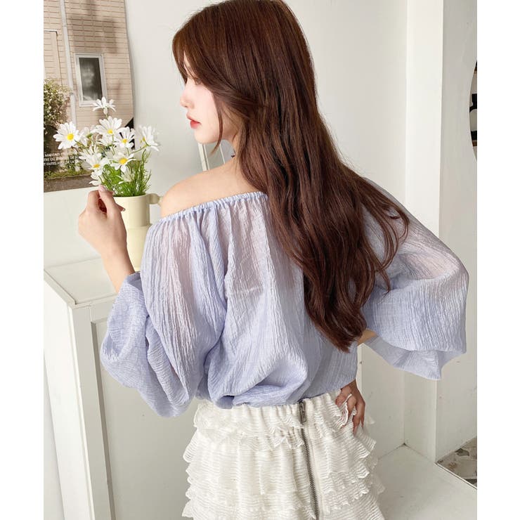 ショルダーシャーリングリボンオフショルブラウス | moment+ | 詳細画像16 