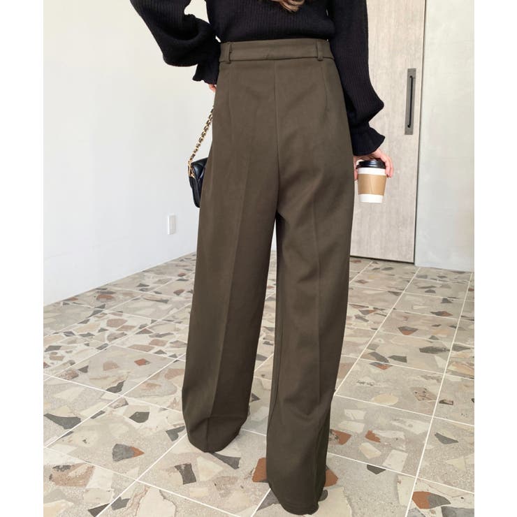 ウールライク起毛ツータックセミワイドパンツ | moment+ | 詳細画像12 