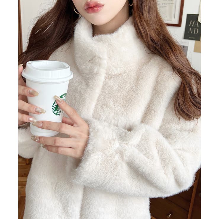 アイボリー | スタンドカラーファーブルゾン | moment+