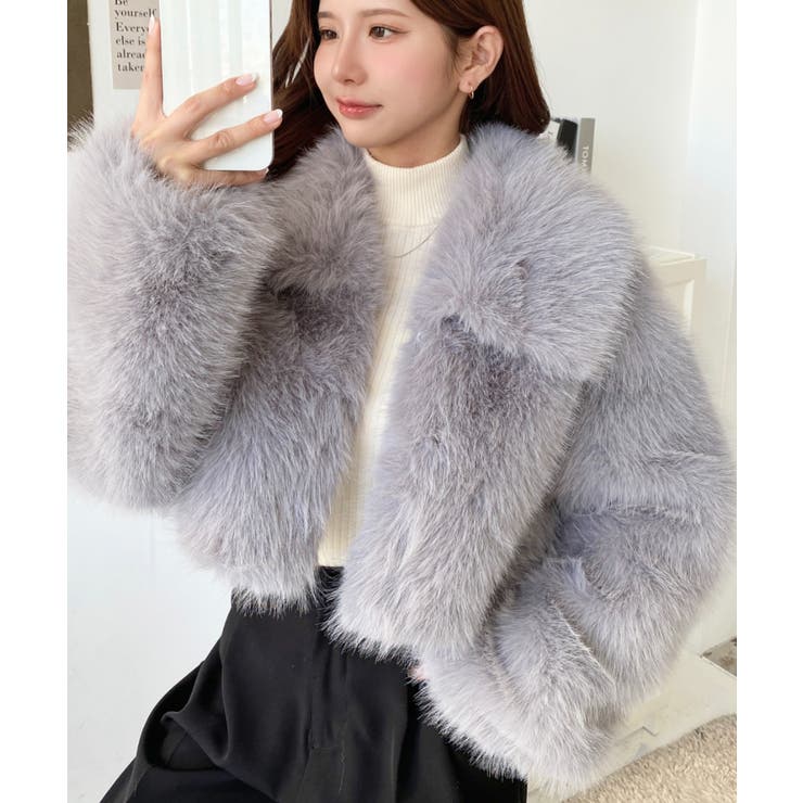 ショート丈ビッグカラーフェイクファーブルゾン[品番：ERMW0003911