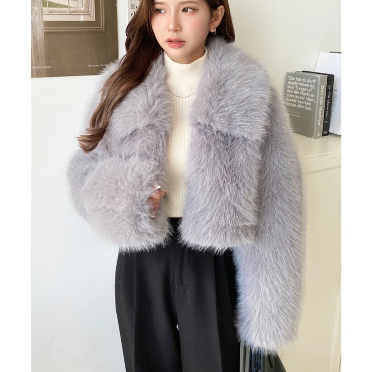 ショート丈ビッグカラーフェイクファーブルゾン[品番：ERMW0003911