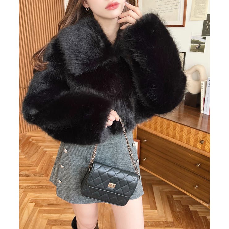 ショート丈ビッグカラーフェイクファーブルゾン | moment+ | 詳細画像6 