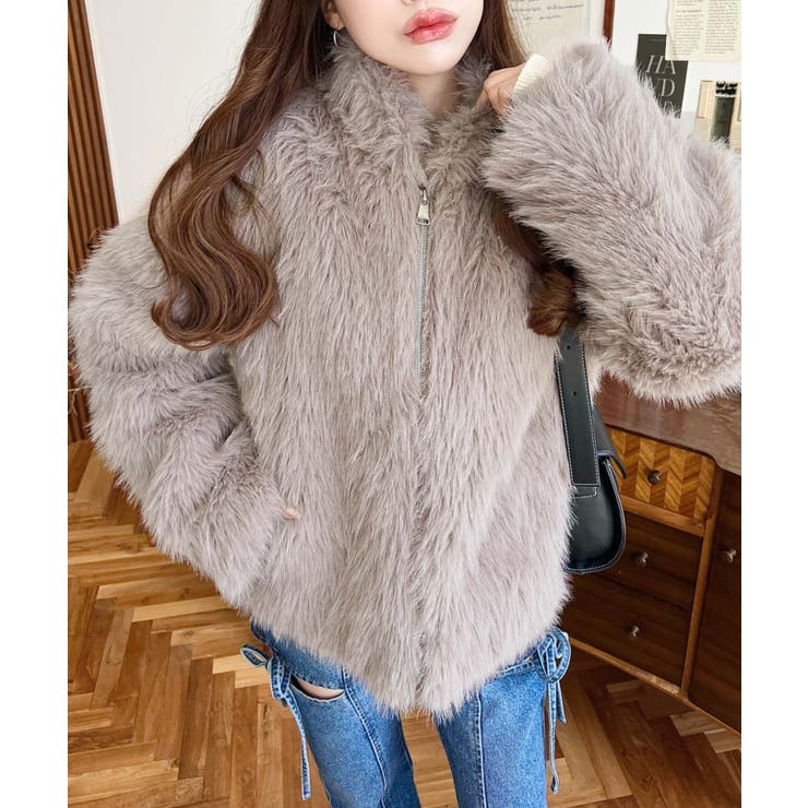 スタンドカラーフェイクファーブルゾン[品番：ERMW0004054