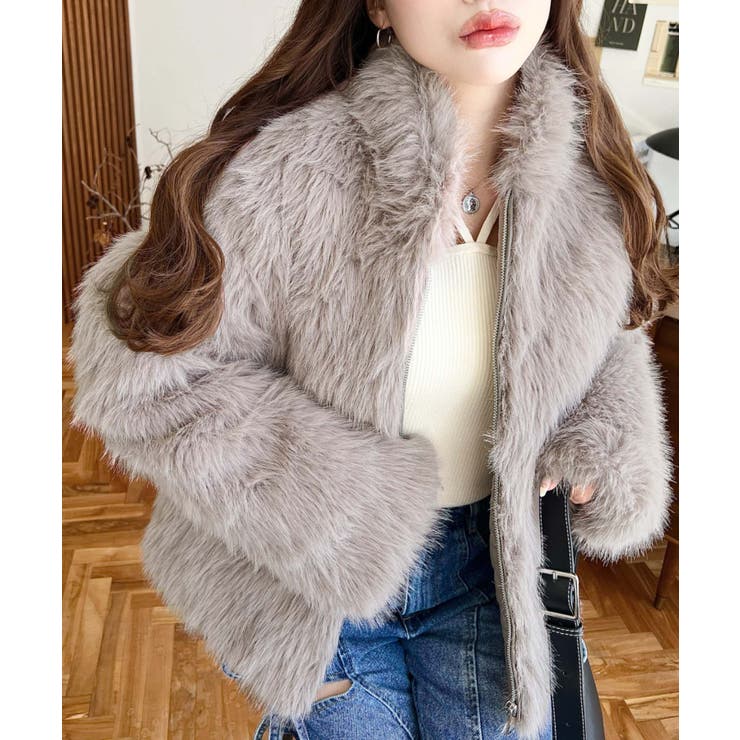 スタンドカラーフェイクファーブルゾン[品番：ERMW0004054]｜moment+