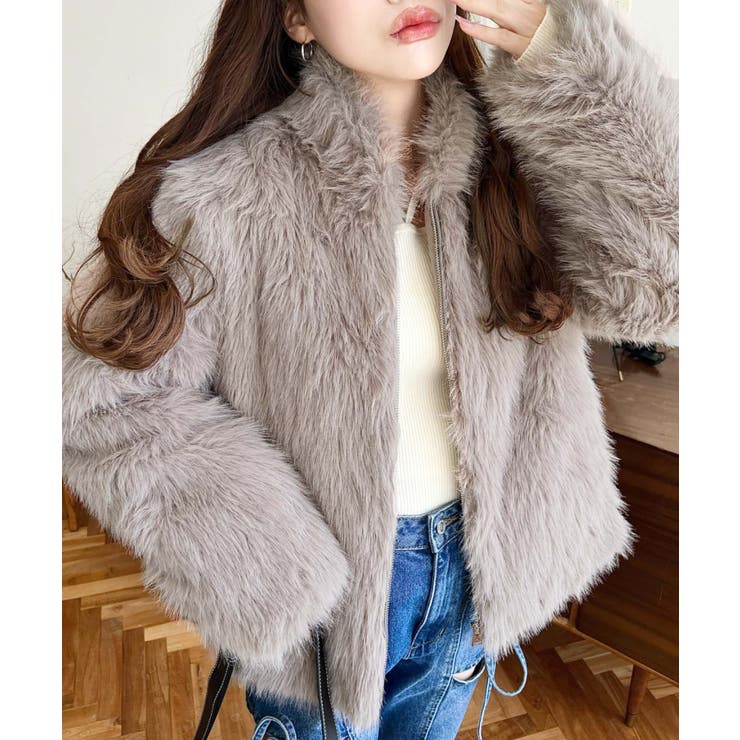 スタンドカラーフェイクファーブルゾン[品番：ERMW0004054