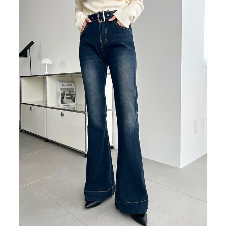 ウエストベルトフレアデニムパンツ | moment+ | 詳細画像2 