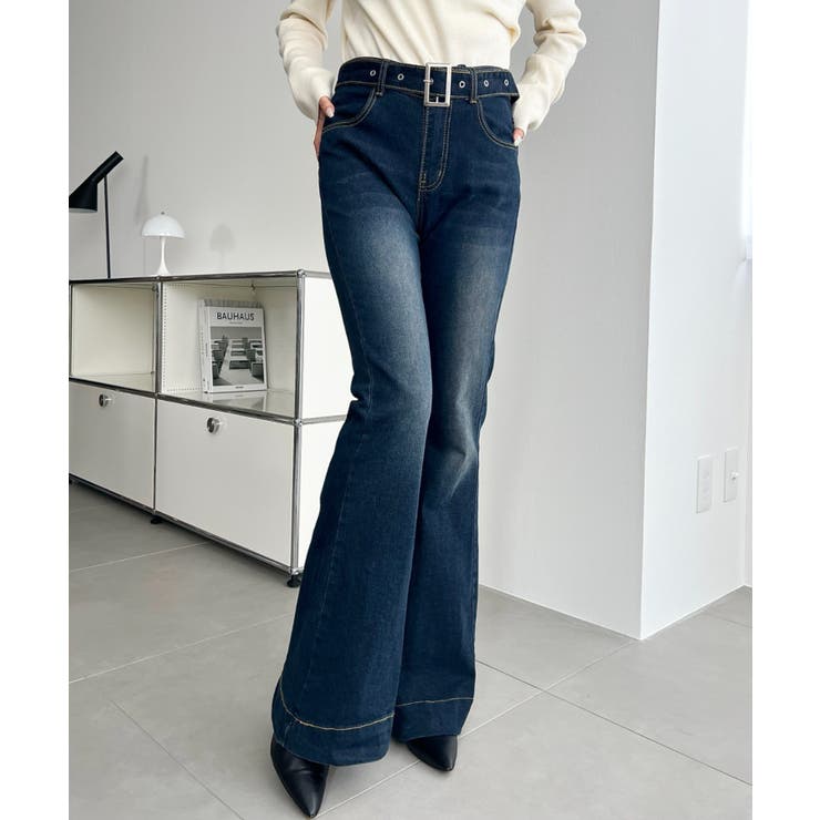 ウエストベルトフレアデニムパンツ | moment+ | 詳細画像4 