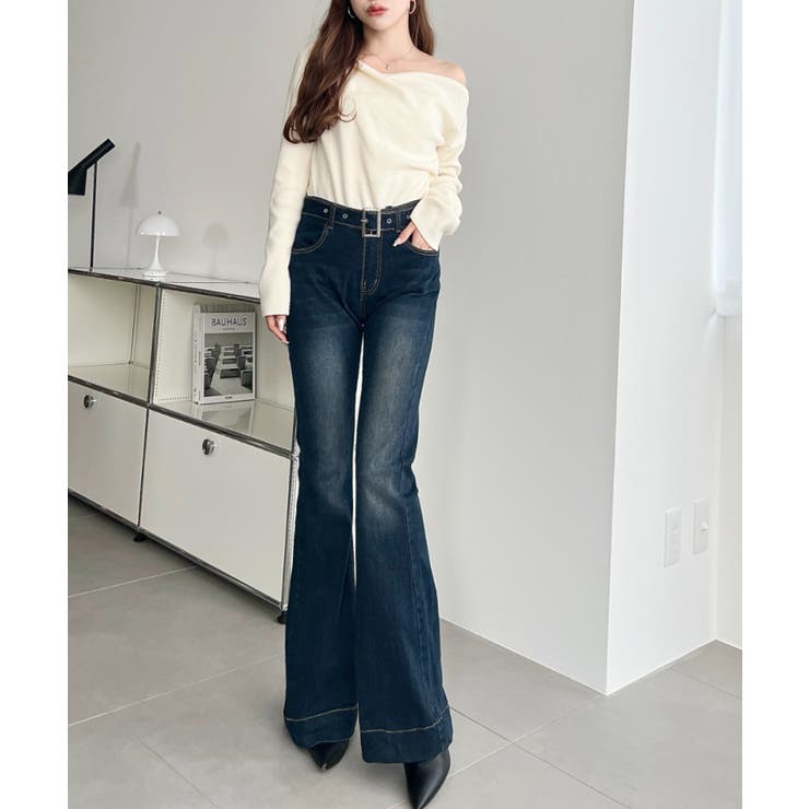 ウエストベルトフレアデニムパンツ | moment+ | 詳細画像5 