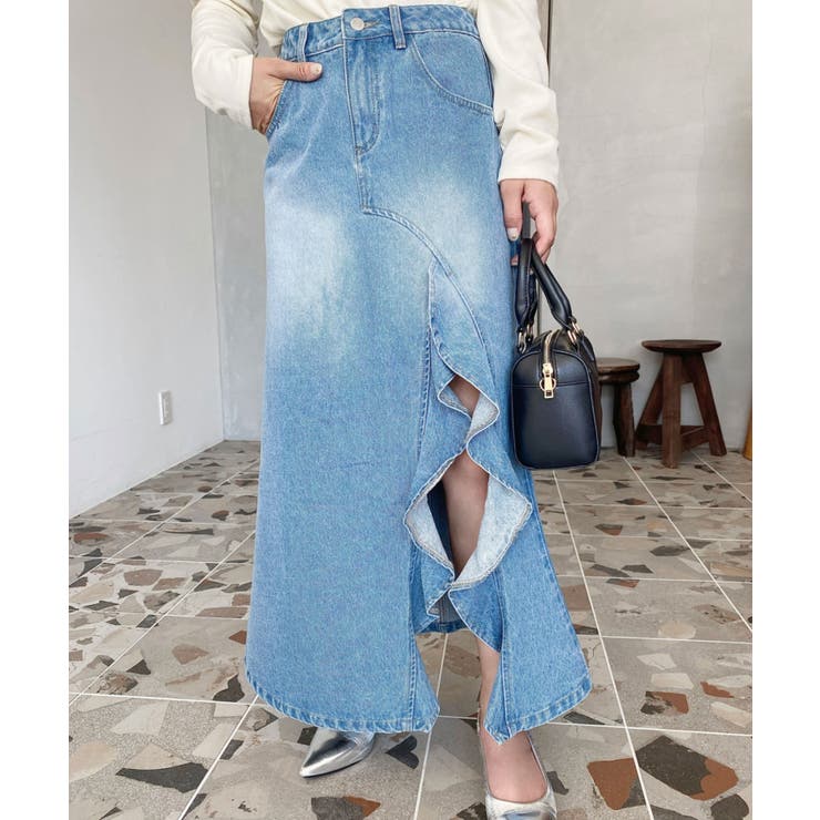 アシメフリルロングデニムスカート | moment+ | 詳細画像11 