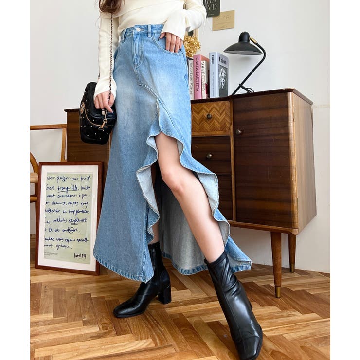 アシメフリルロングデニムスカート | moment+ | 詳細画像15 