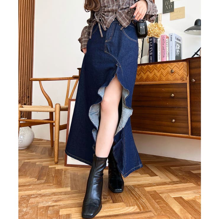 アシメフリルロングデニムスカート | moment+ | 詳細画像21 