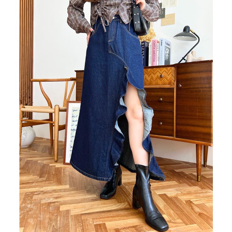 アシメフリルロングデニムスカート | moment+ | 詳細画像22 