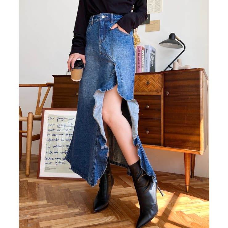 アシメフリルロングデニムスカート | moment+ | 詳細画像27 