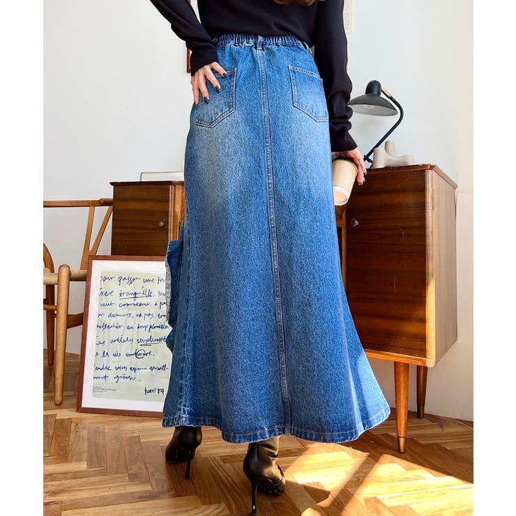 アシメフリルロングデニムスカート | moment+ | 詳細画像28 