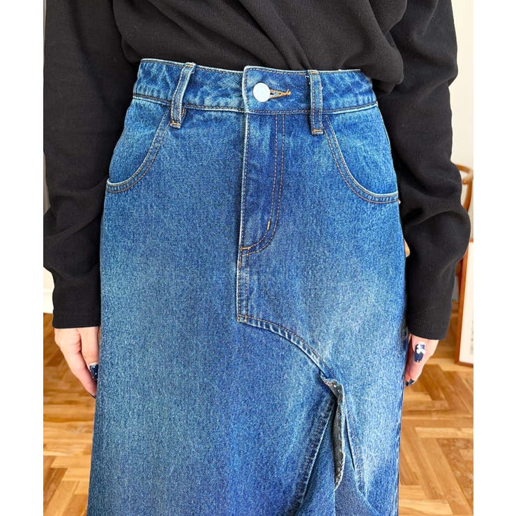 アシメフリルロングデニムスカート | moment+ | 詳細画像32 