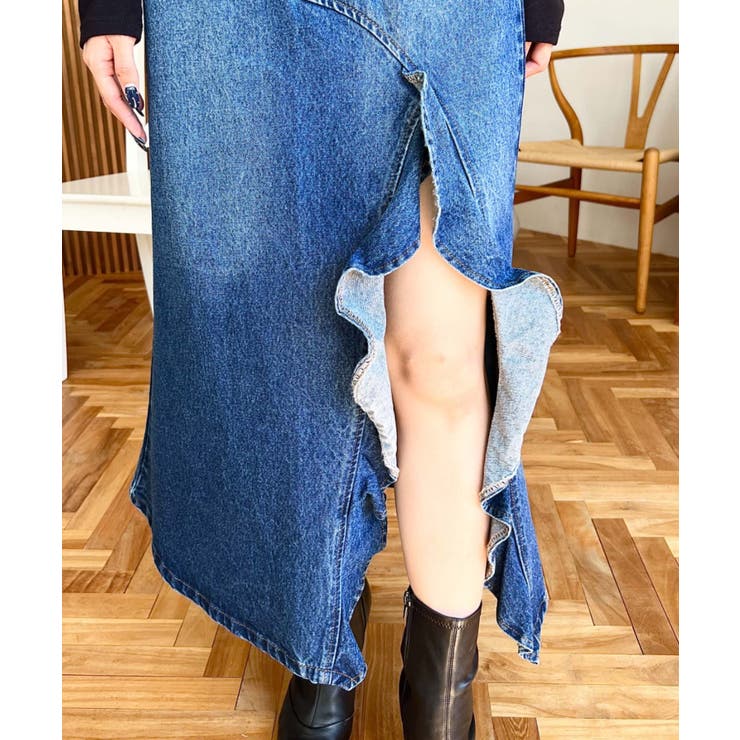 アシメフリルロングデニムスカート | moment+ | 詳細画像34 