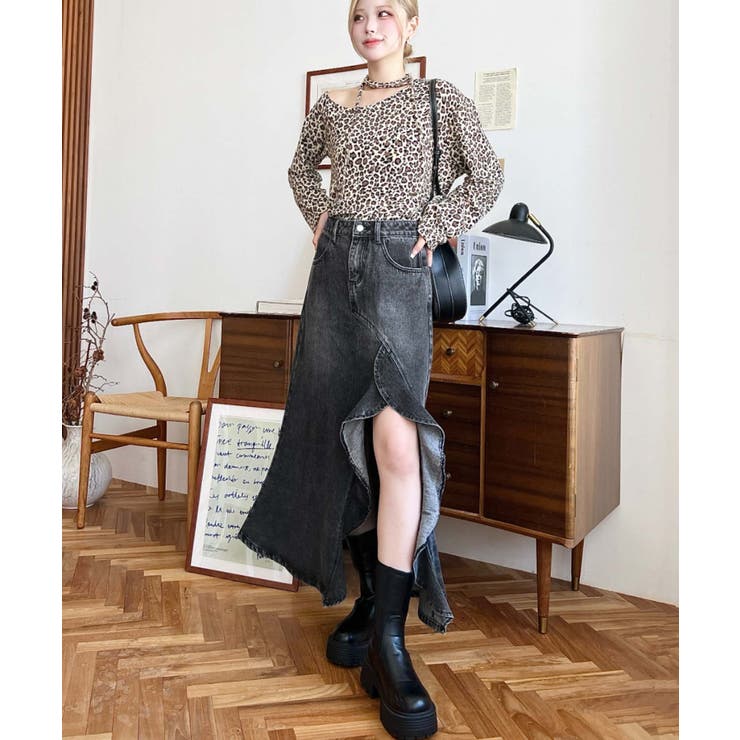 アシメフリルロングデニムスカート | moment+ | 詳細画像5 