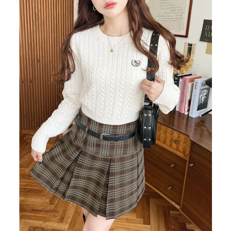 ベルト付きチェックプリーツミニスカート | moment+ | 詳細画像12 