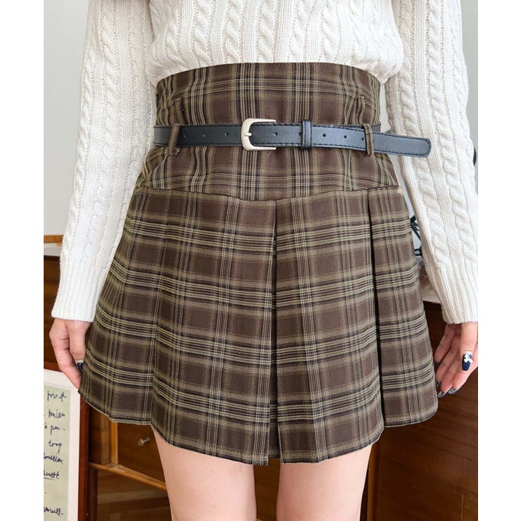 ベルト付きチェックプリーツミニスカート | moment+ | 詳細画像16 