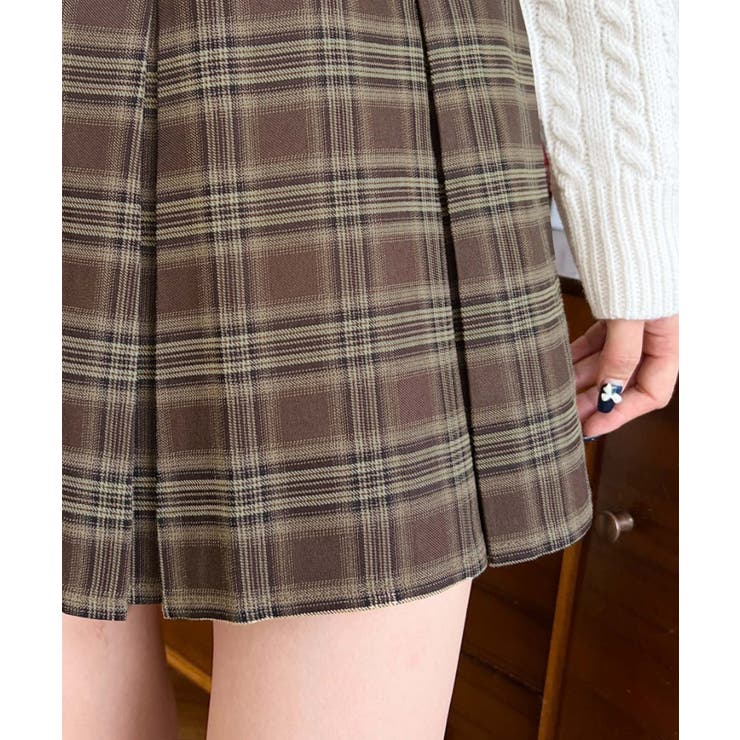 ベルト付きチェックプリーツミニスカート | moment+ | 詳細画像19 