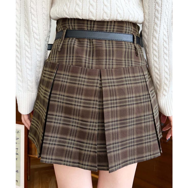 ベルト付きチェックプリーツミニスカート | moment+ | 詳細画像21 