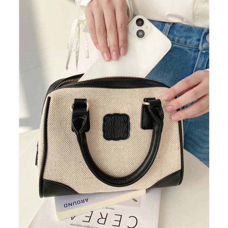 レザーモチーフロゴ配色キャンバスボストンバッグ | moment+ | 詳細画像11 