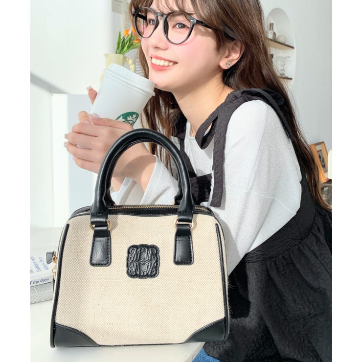 レザーモチーフロゴ配色キャンバスボストンバッグ | moment+ | 詳細画像13 