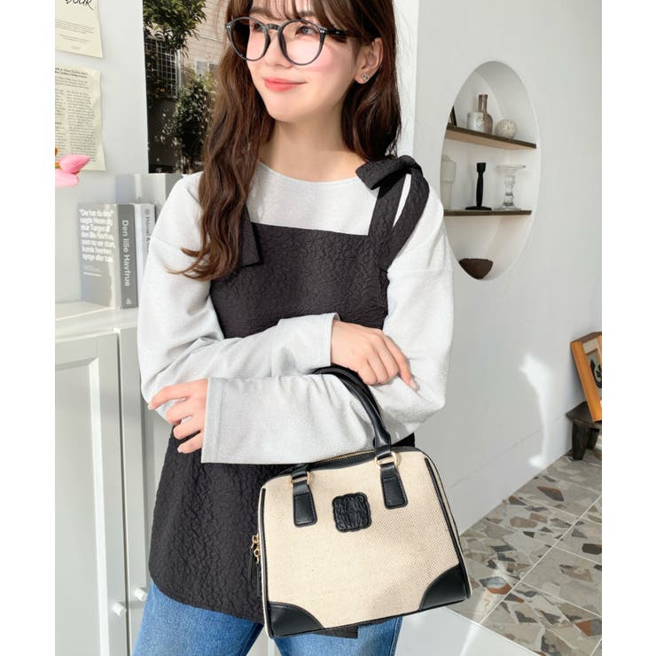 レザーモチーフロゴ配色キャンバスボストンバッグ | moment+ | 詳細画像15 