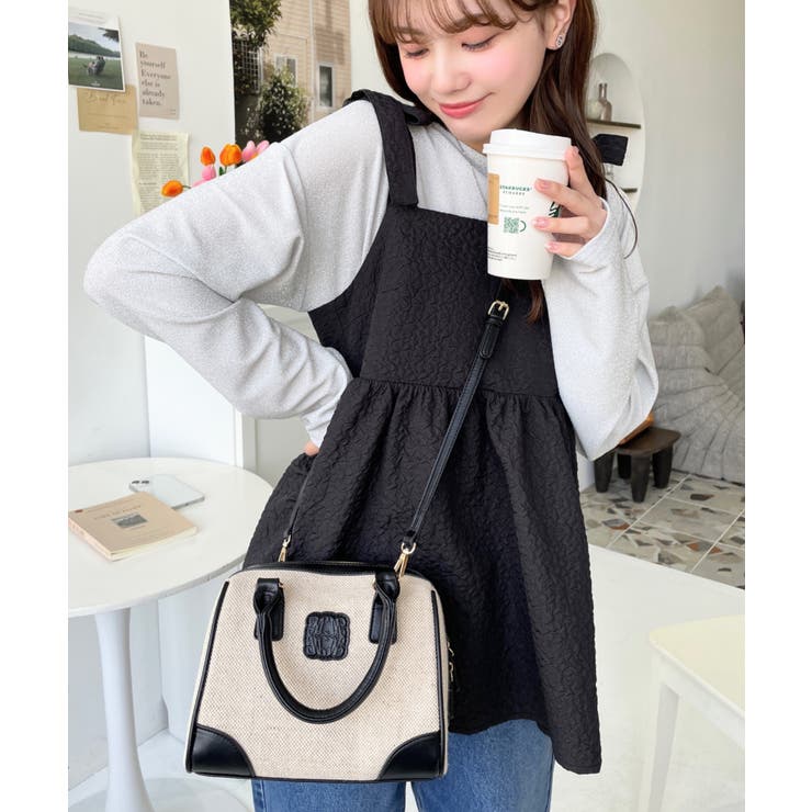 レザーモチーフロゴ配色キャンバスボストンバッグ | moment+ | 詳細画像17 