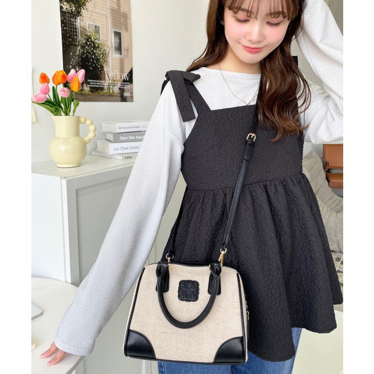 レザーモチーフロゴ配色キャンバスボストンバッグ | moment+ | 詳細画像18 