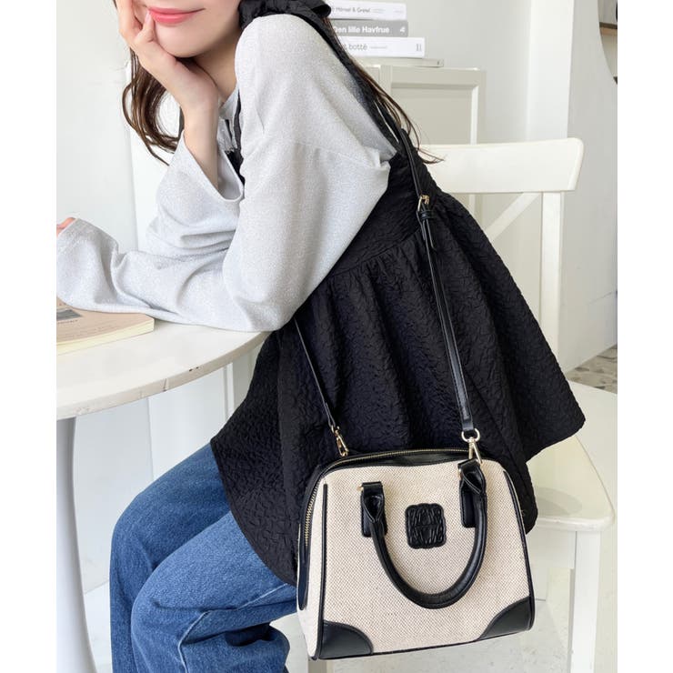 レザーモチーフロゴ配色キャンバスボストンバッグ | moment+ | 詳細画像19 