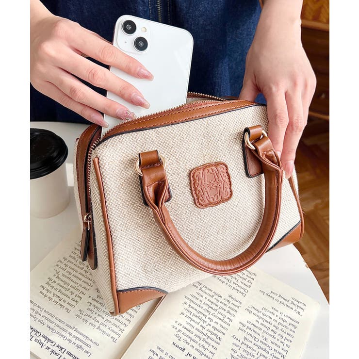 レザーモチーフロゴ配色キャンバスボストンバッグ | moment+ | 詳細画像6 