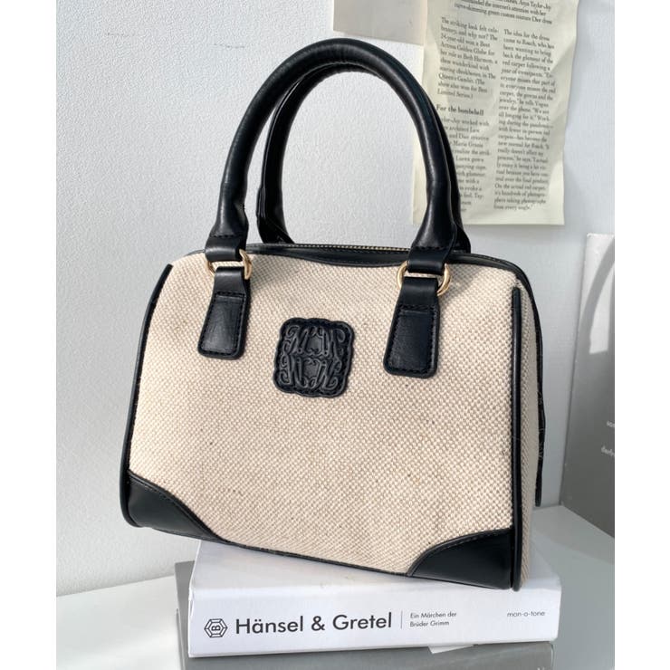 レザーモチーフロゴ配色キャンバスボストンバッグ | moment+ | 詳細画像9 