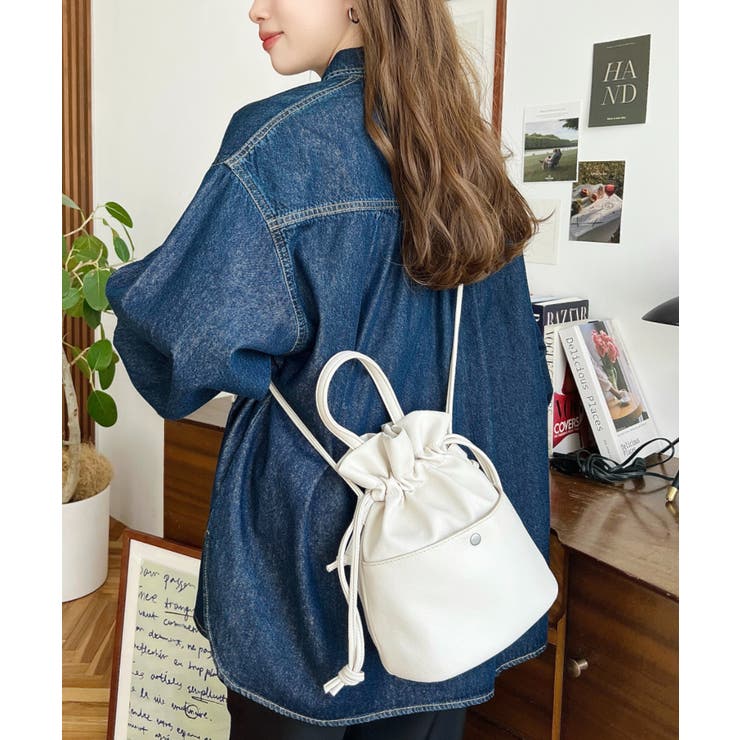 フェイクレザー巾着バッグ | moment+ | 詳細画像4 