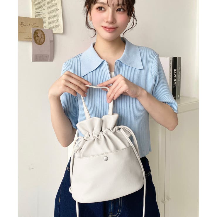 フェイクレザー巾着バッグ[品番：ERMW0000008]｜moment+（モーメント