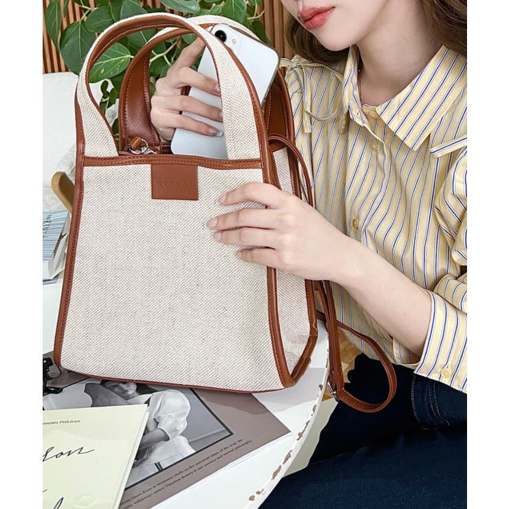 キャンバス ポーチ付き 2WAYスクエアトートバッグ | moment+ | 詳細画像11 