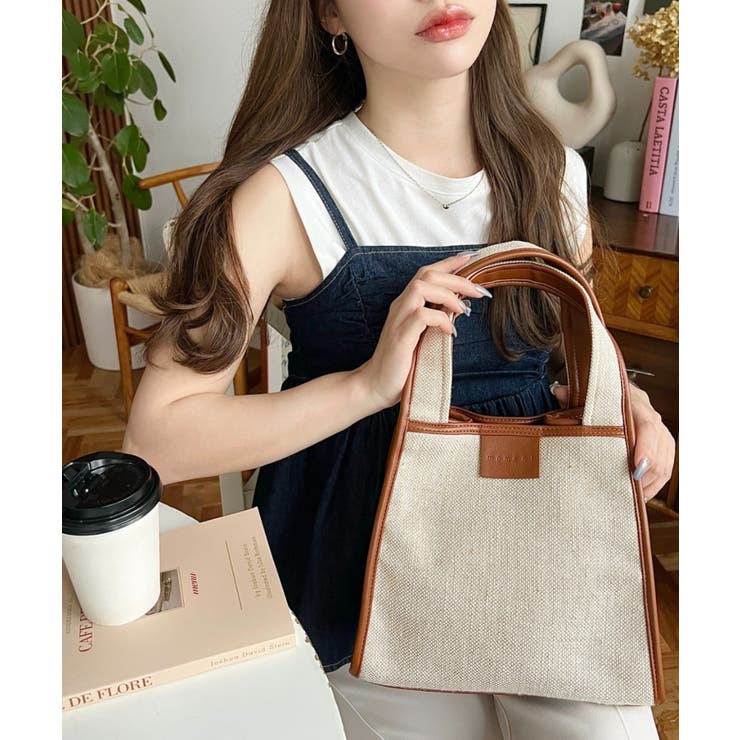 キャンバス ポーチ付き 2WAYスクエアトートバッグ | moment+ | 詳細画像2 