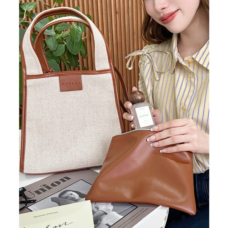 キャンバス ポーチ付き 2WAYスクエアトートバッグ | moment+ | 詳細画像8 