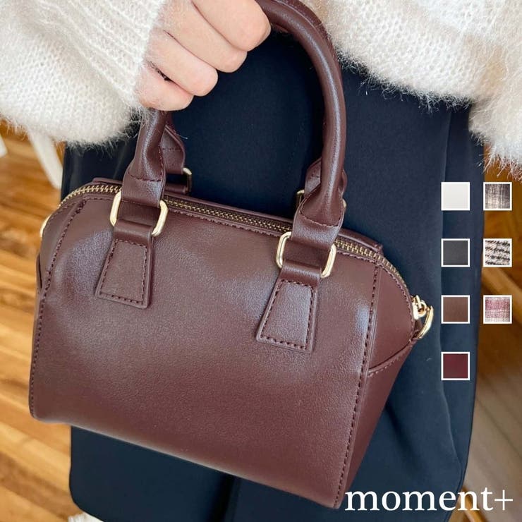 フェイクレザー ミニボストンショルダーバッグ | moment+ | 詳細画像1 