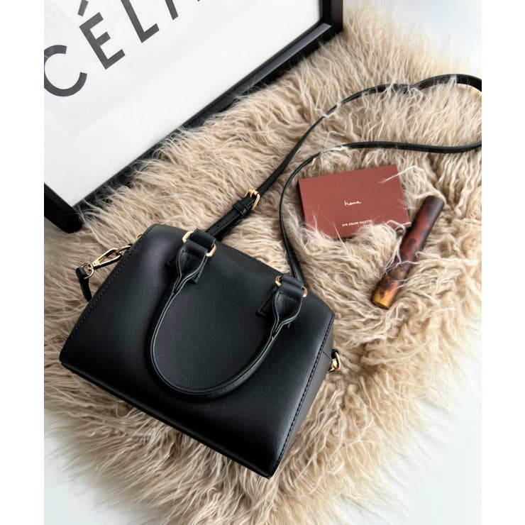 フェイクレザー ミニボストンショルダーバッグ[品番