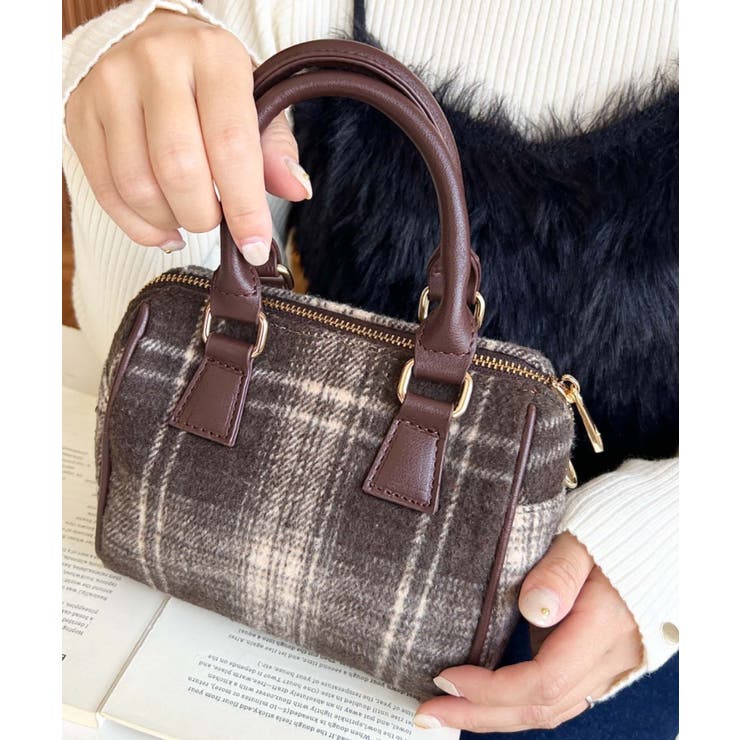 ブラウン系その他 | フェイクレザー ミニボストンショルダーバッグ | moment+