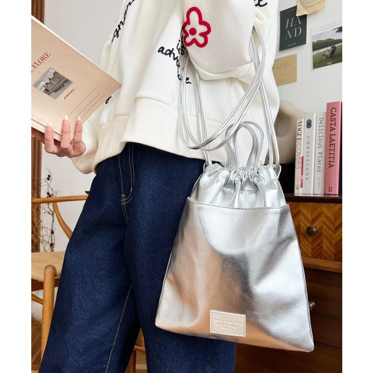 フェイクレザー2WAY巾着ショルダーバッグ | moment+ | 詳細画像12 