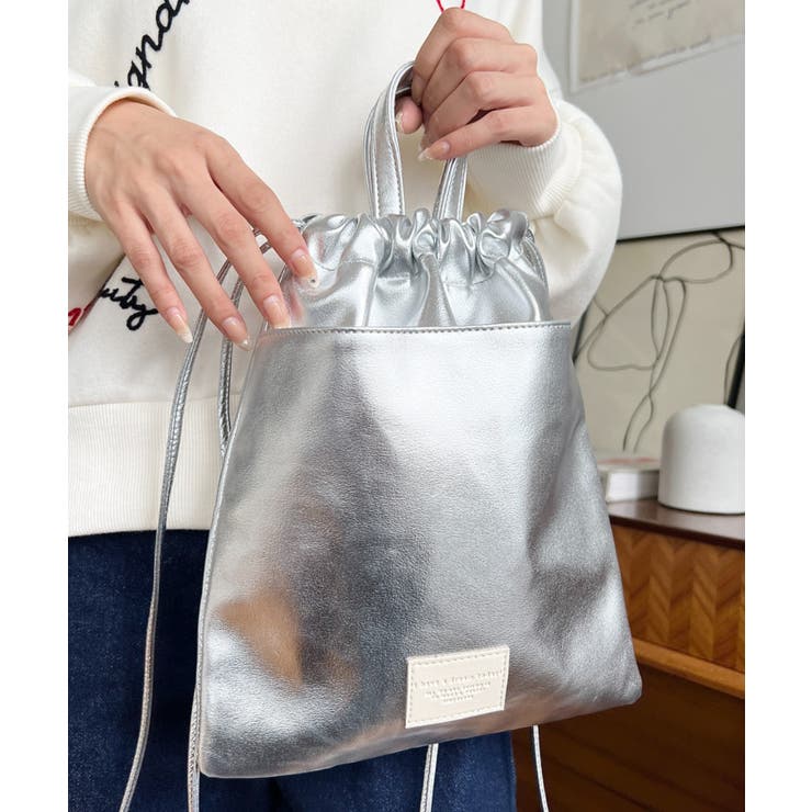 フェイクレザー2WAY巾着ショルダーバッグ | moment+ | 詳細画像15 