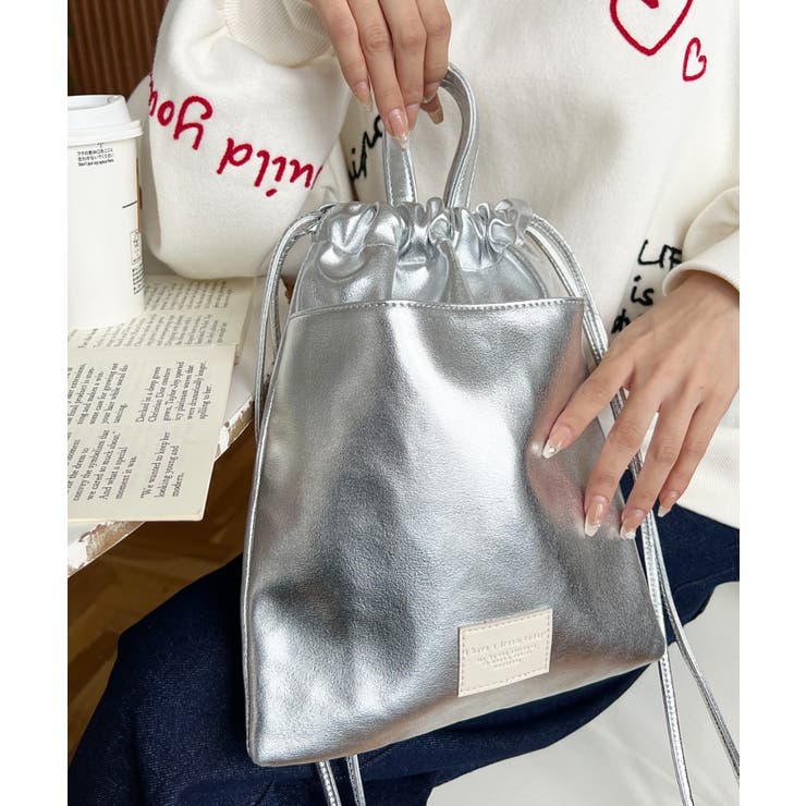 フェイクレザー2WAY巾着ショルダーバッグ | moment+ | 詳細画像17 